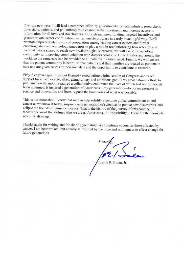 Letter from Vice President Joe Biden on 10/4/2016.